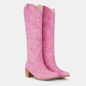 WIDE CALF pink cowgirl boots